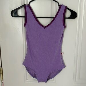 YUMIKO LEOTARD- purple with purple trim - previously worn great condition